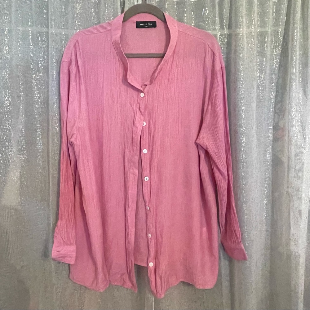 Pink Button-Up Shirt oversize size S/M